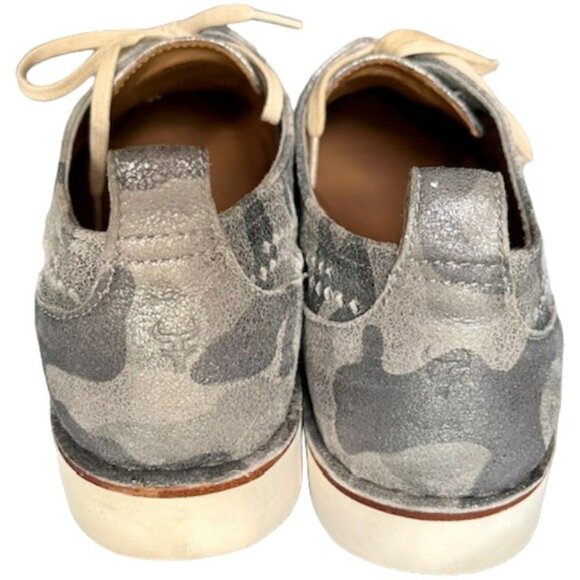 Trask Lena Camo Almond Toe Perforated Oxfords - Silver/Gray - 8 - Picture 7 of 14